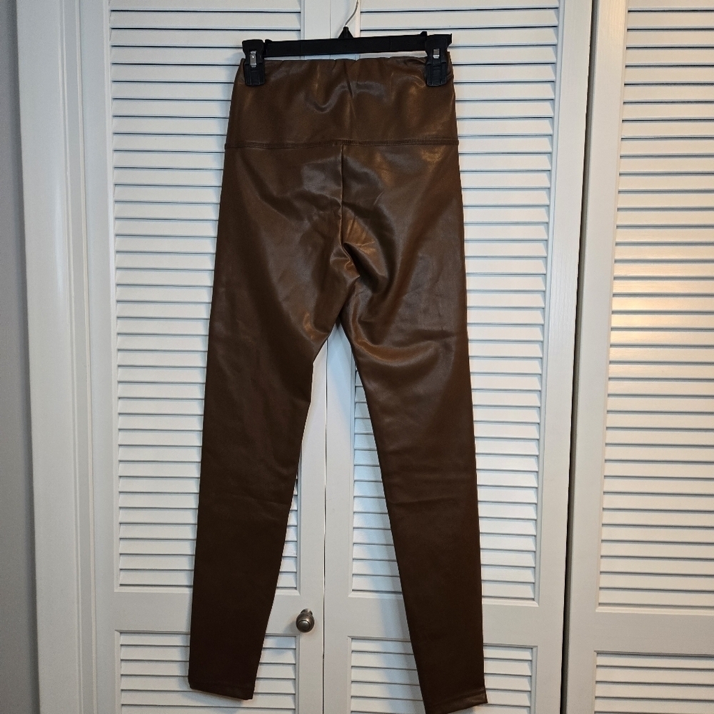 And Now This Faux Leather High Rise Pull-on Seamfront Leggings Choco Brown XS - Picture 3 of 7